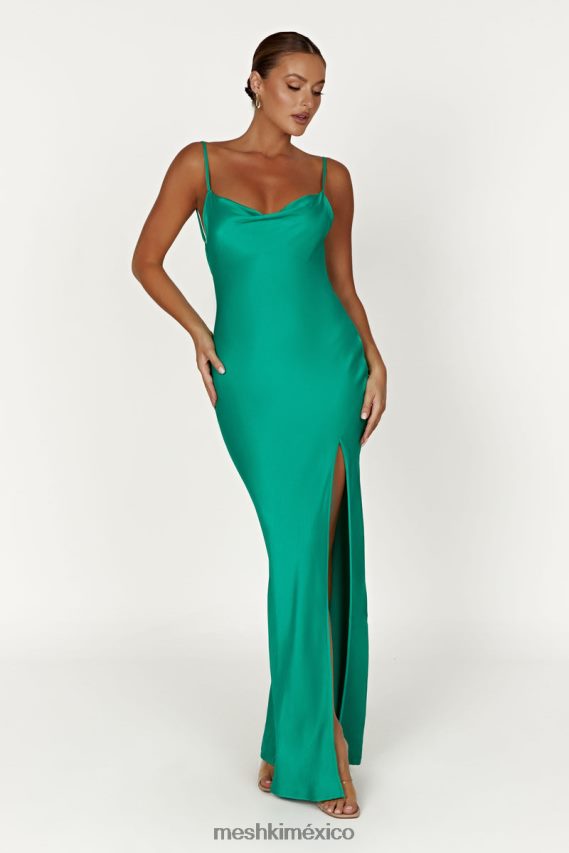 Meshki vestido largo jade con cuello vuelto y espalda descubierta verde ropa H48F8H264