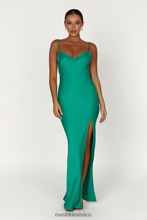 Meshki vestido largo jade con cuello vuelto y espalda descubierta verde ropa H48F8H264