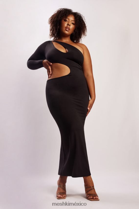 Meshki vestido largo joyce con un hombro descubierto negro ropa H48F8H478