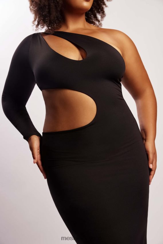 Meshki vestido largo joyce con un hombro descubierto negro ropa H48F8H478