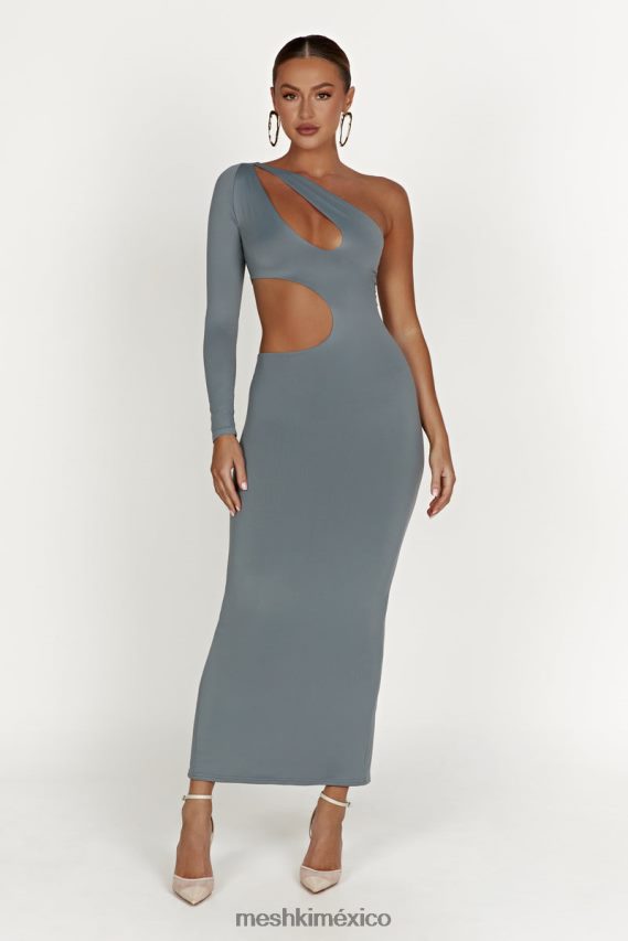 Meshki vestido largo joyce de nailon reciclado con aberturas carbón ligero ropa H48F8H309