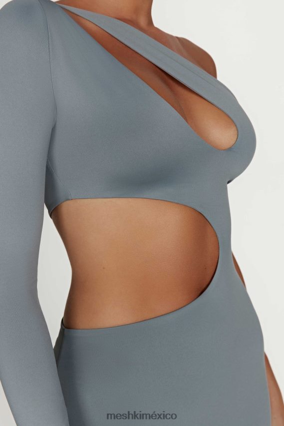 Meshki vestido largo joyce de nailon reciclado con aberturas carbón ligero ropa H48F8H309