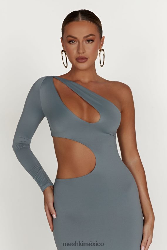 Meshki vestido largo joyce de nailon reciclado con aberturas carbón ligero ropa H48F8H309