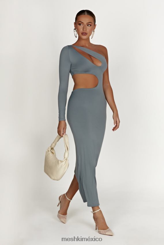 Meshki vestido largo joyce de nailon reciclado con aberturas carbón ligero ropa H48F8H309