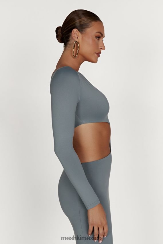 Meshki vestido largo joyce de nailon reciclado con aberturas carbón ligero ropa H48F8H309