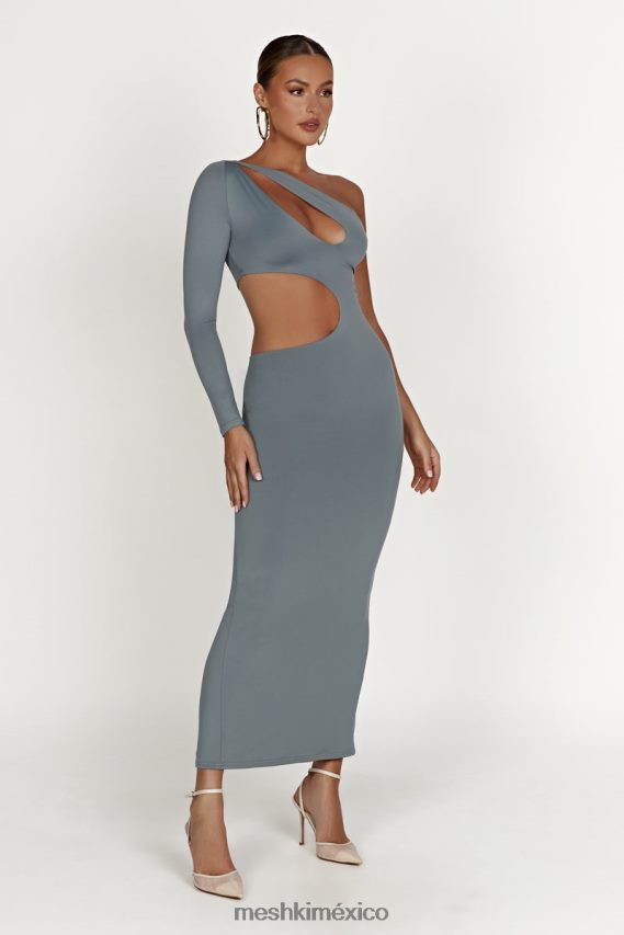 Meshki vestido largo joyce de nailon reciclado con aberturas carbón ligero ropa H48F8H309