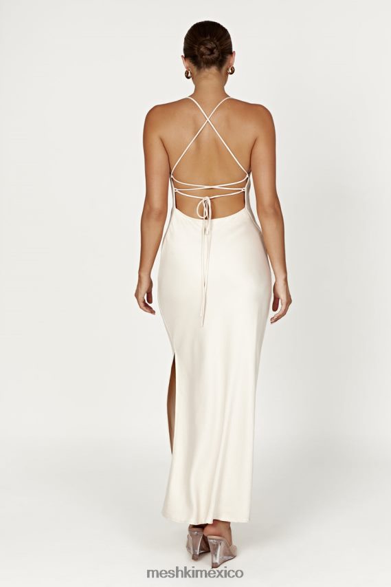 Meshki vestido largo lencero con cuello recto sydney crema ropa H48F8H177