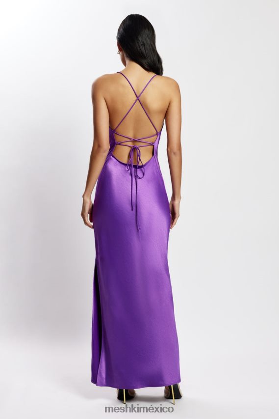 Meshki vestido largo lencero con cuello recto sydney púrpura ropa H48F8H445