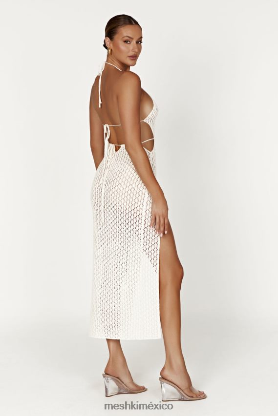 Meshki vestido largo malia de crochet con aberturas crema ropa H48F8H698