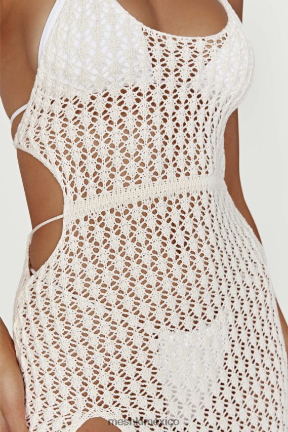 Meshki vestido largo malia de crochet con aberturas crema ropa H48F8H698