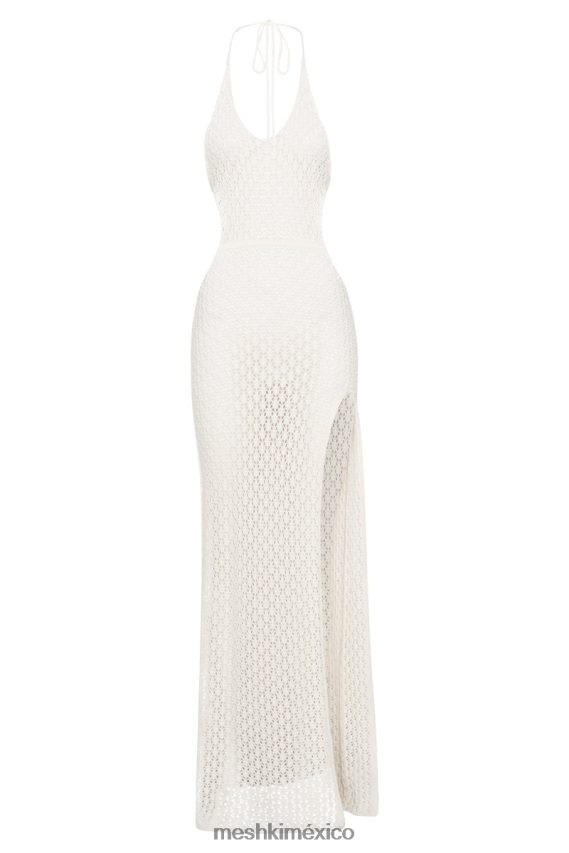 Meshki vestido largo malia de crochet con aberturas crema ropa H48F8H698