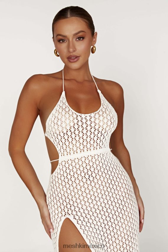 Meshki vestido largo malia de crochet con aberturas crema ropa H48F8H698