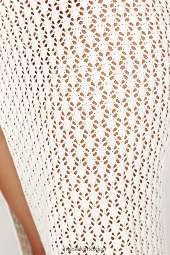 Meshki vestido largo malia de crochet con aberturas crema ropa H48F8H698