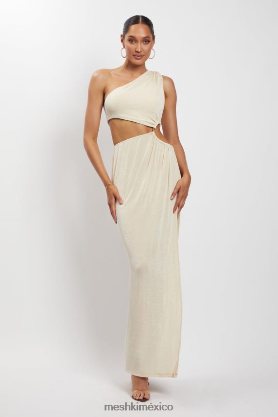 Meshki vestido largo paige con abertura lateral fruncida desnudo ropa H48F8H369