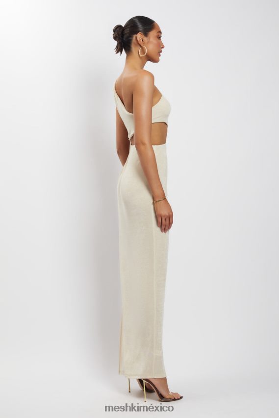 Meshki vestido largo paige con abertura lateral fruncida desnudo ropa H48F8H369