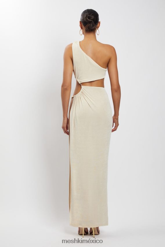 Meshki vestido largo paige con abertura lateral fruncida desnudo ropa H48F8H369