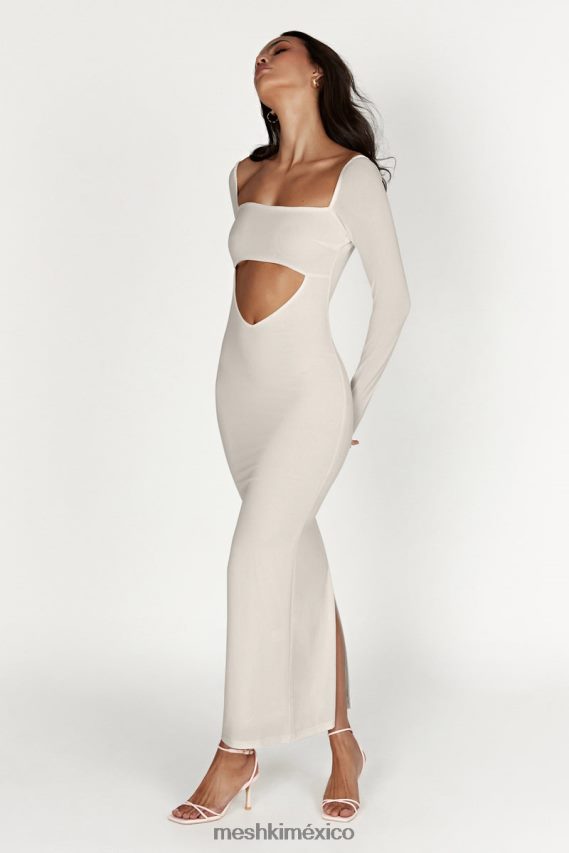 Meshki vestido largo palabra de honor con aberturas Ashleigh hueso ropa H48F8H549