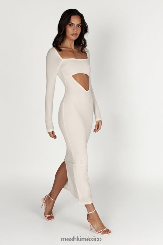 Meshki vestido largo palabra de honor con aberturas Ashleigh hueso ropa H48F8H549