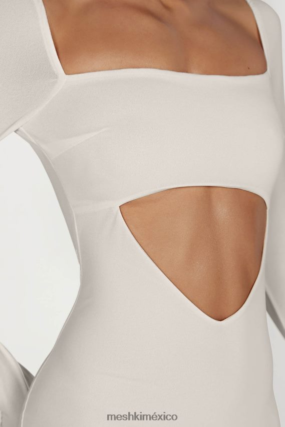 Meshki vestido largo palabra de honor con aberturas Ashleigh hueso ropa H48F8H549