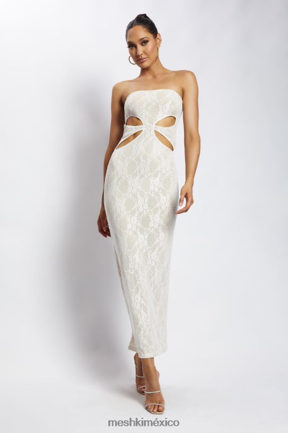 Meshki vestido largo palabra de honor con aberturas krista desnudo ropa H48F8H713