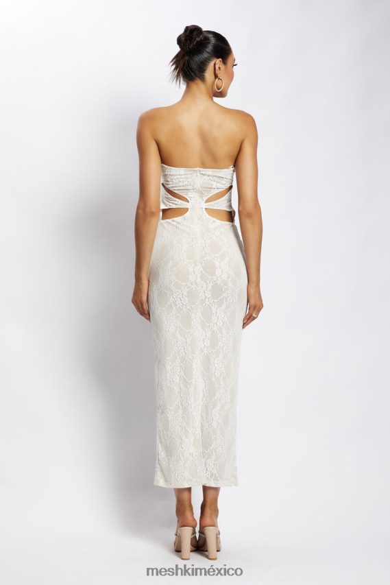 Meshki vestido largo palabra de honor con aberturas krista desnudo ropa H48F8H713