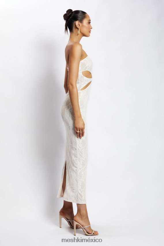 Meshki vestido largo palabra de honor con aberturas krista desnudo ropa H48F8H713