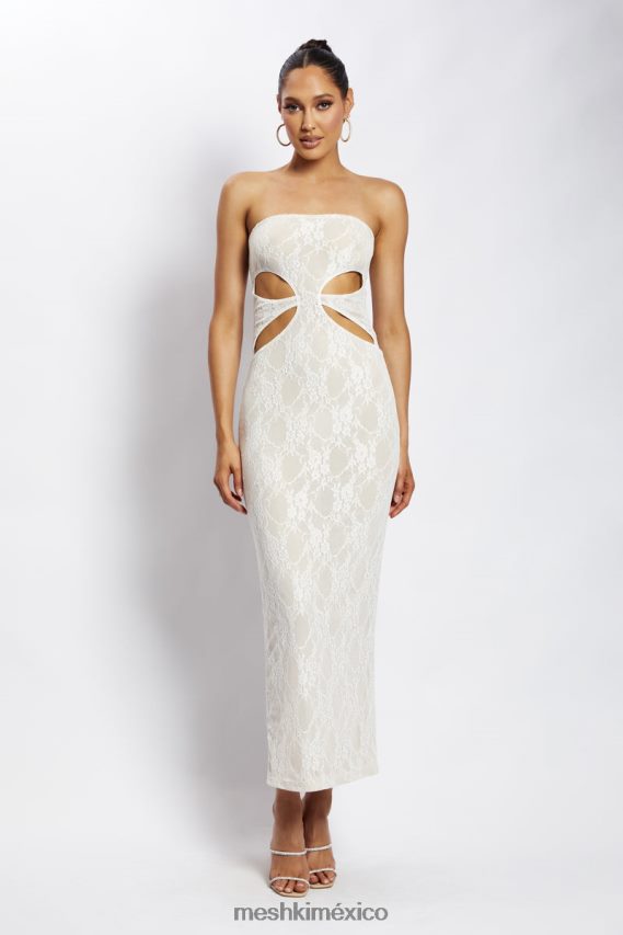 Meshki vestido largo palabra de honor con aberturas krista desnudo ropa H48F8H713