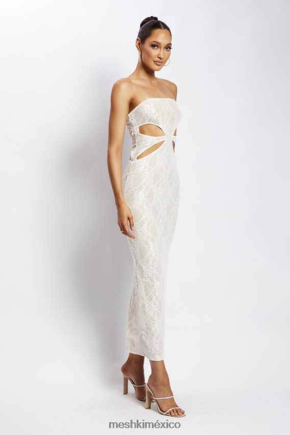 Meshki vestido largo palabra de honor con aberturas krista desnudo ropa H48F8H713