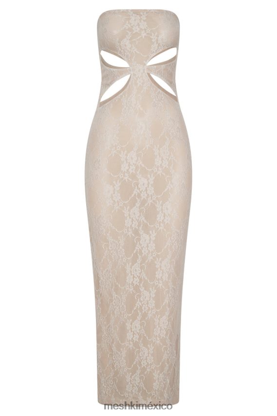 Meshki vestido largo palabra de honor con aberturas krista desnudo ropa H48F8H713