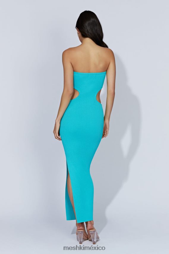 Meshki vestido largo palabra de honor de punto kori aguamarina ropa H48F8H675