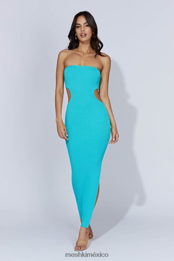 Meshki vestido largo palabra de honor de punto kori aguamarina ropa H48F8H675