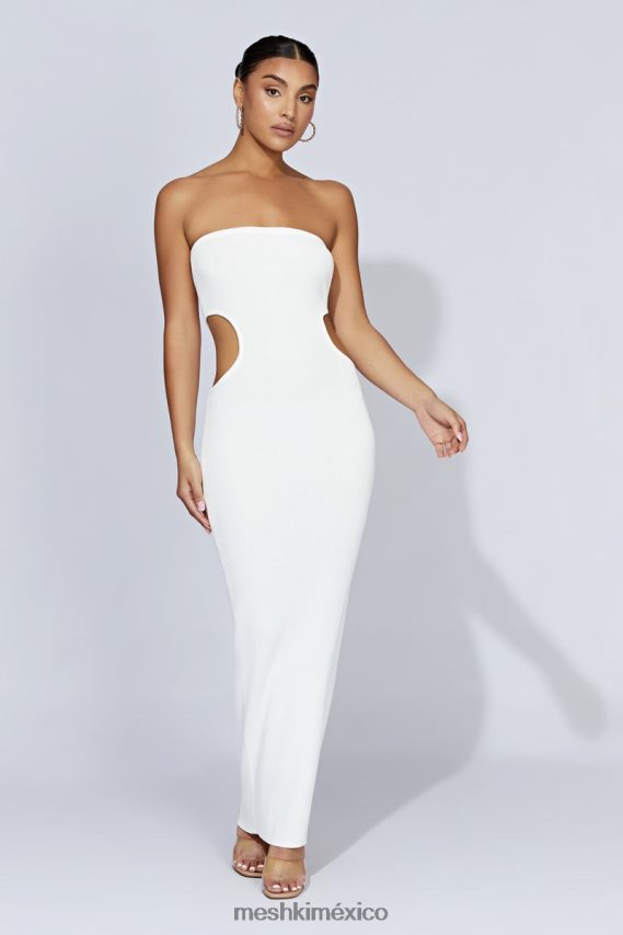 Meshki vestido largo palabra de honor de punto kori blanco ropa H48F8H668