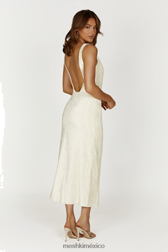 Meshki vestido largo plisado theia Marfil ropa H48F8H335