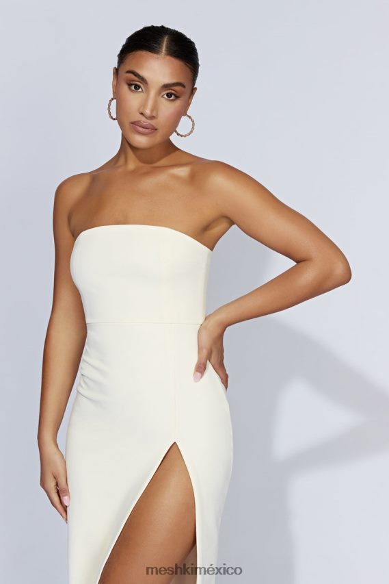 Meshki vestido largo rachel con abertura en la parte delantera hueso ropa H48F8H559