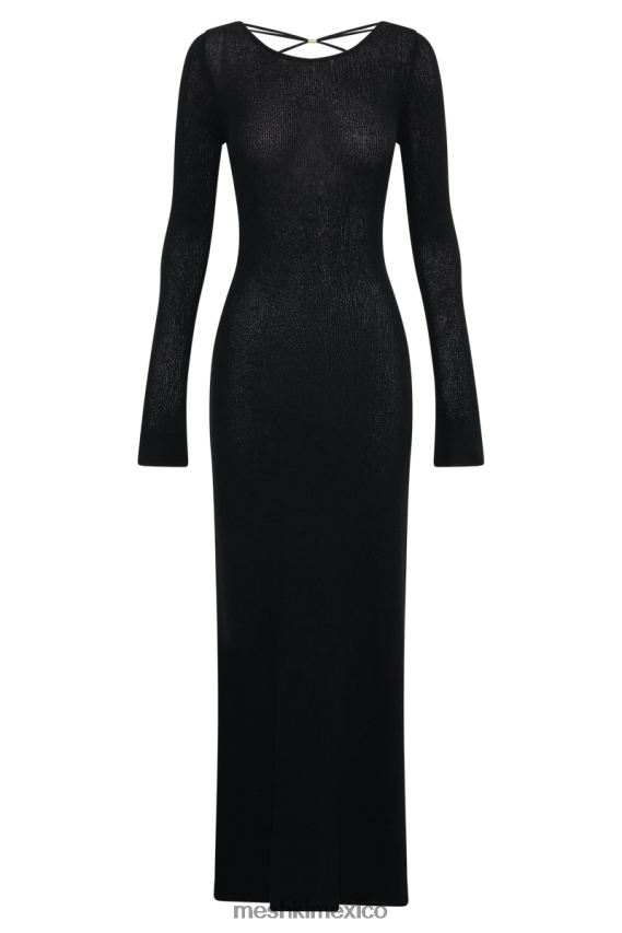 Meshki vestido largo talia de punto con espalda abierta negro ropa H48F8H276