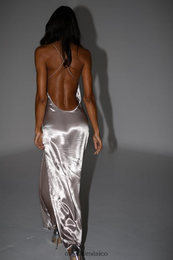 Meshki vestido largo whitney efecto mojado bronce ropa H48F8H246