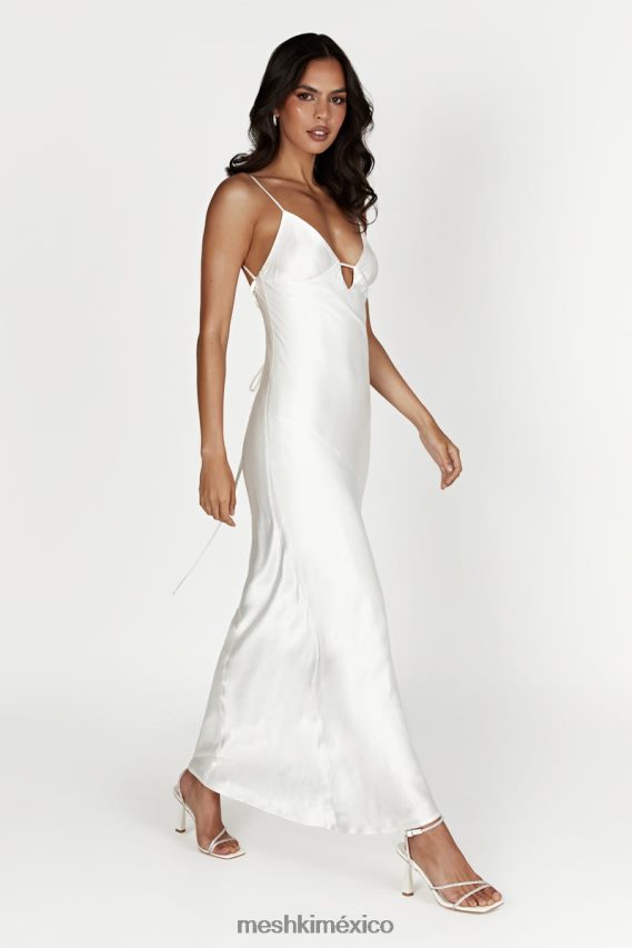 Meshki vestido lencero largo con lazo en la espalda cora blanco ropa H48F8H711