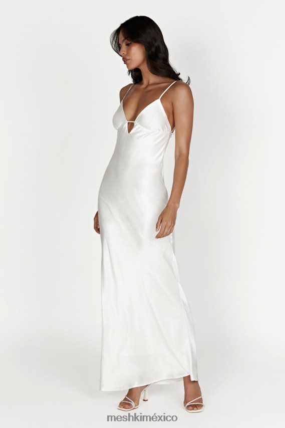 Meshki vestido lencero largo con lazo en la espalda cora blanco ropa H48F8H711