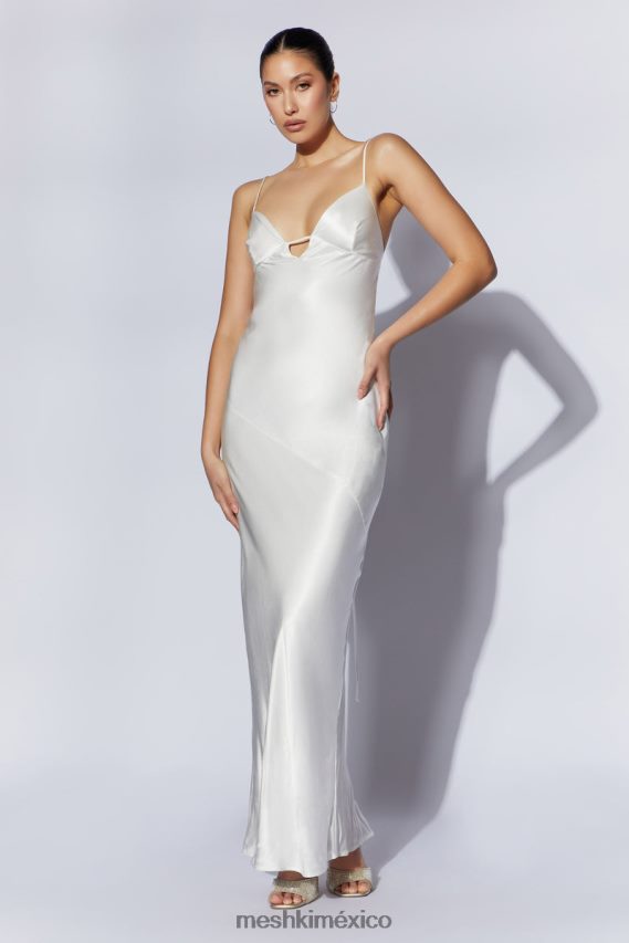 Meshki vestido lencero largo con lazo en la espalda cora blanco ropa H48F8H711
