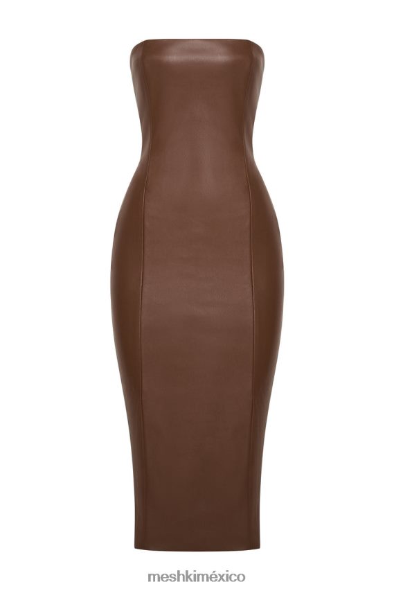 Meshki vestido pamela de piel sintética sin tirantes chocolate ropa H48F8H513