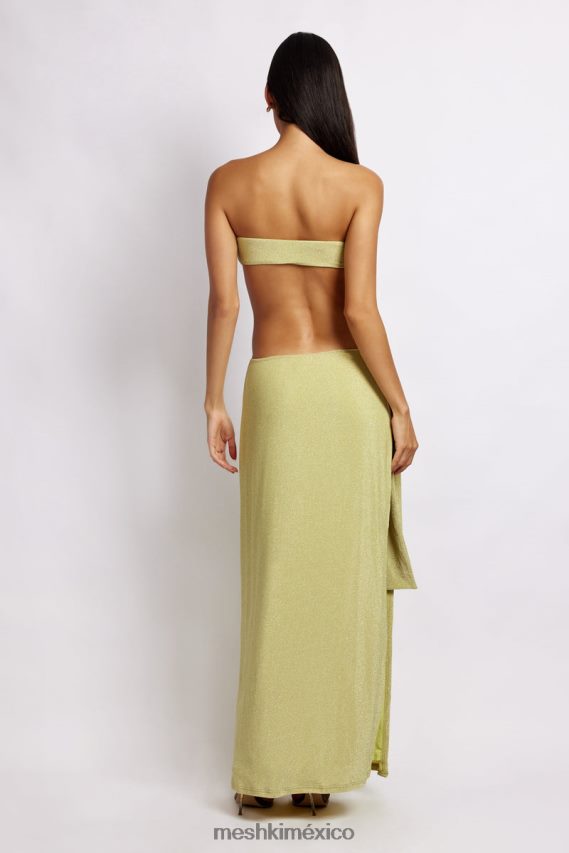 Meshki vestido sierra sin tirantes y brillante brillo verde ropa H48F8H664