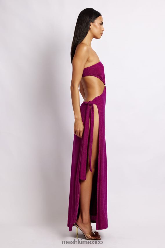 Meshki vestido sierra sin tirantes y brillante brillo violeta ropa H48F8H657