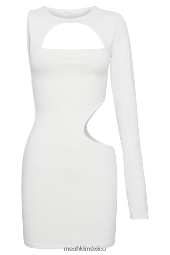 Meshki Vestido corto asimétrico con abertura Kat blanco ropa H48F8H684