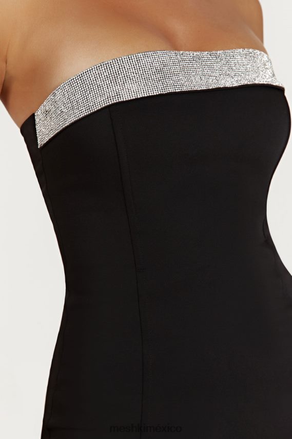 Meshki Vestido corto con strass en contraste Kiya negro ropa H48F8H329