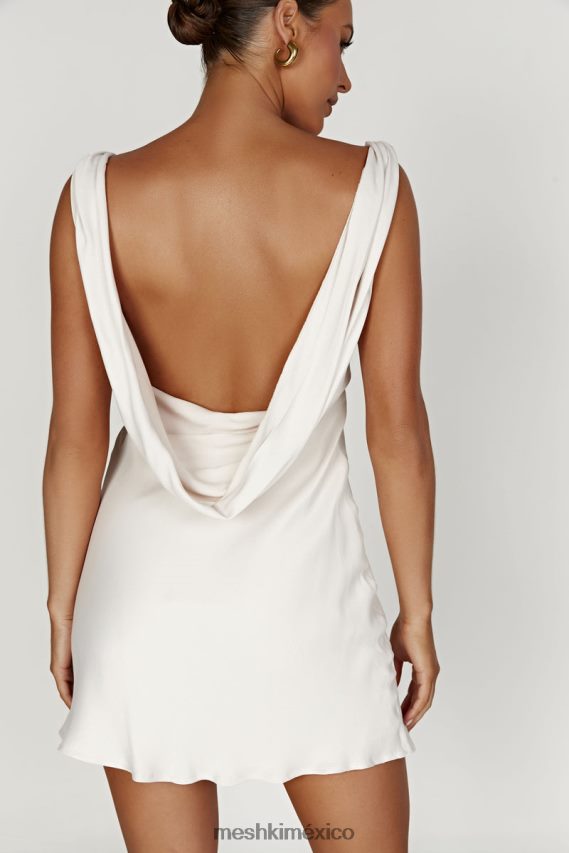 Meshki Vestido corto de satén con espalda descubierta Nadia beige ropa H48F8H405