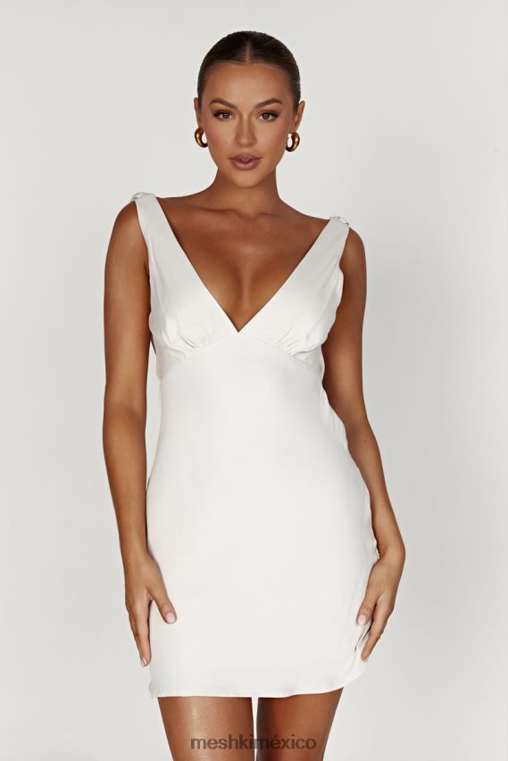 Meshki Vestido corto de satén con espalda descubierta Nadia beige ropa H48F8H405