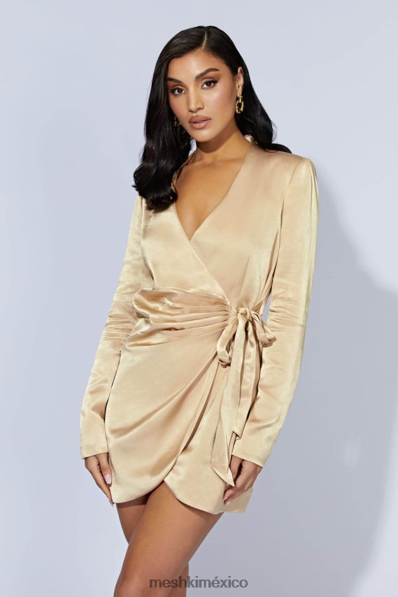 Meshki minivestido atado saira trigo ropa H48F8H655