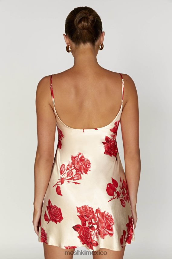 Meshki minivestido de satén valentina estampado de rosas ropa H48F8H316