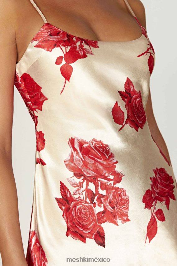 Meshki minivestido de satén valentina estampado de rosas ropa H48F8H316