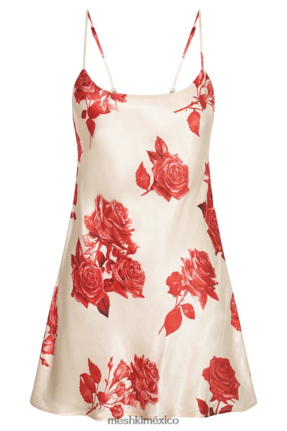 Meshki minivestido de satén valentina estampado de rosas ropa H48F8H316